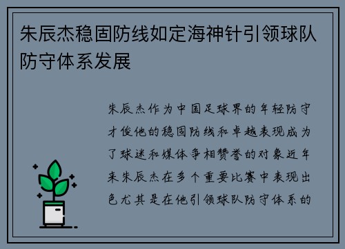 朱辰杰稳固防线如定海神针引领球队防守体系发展